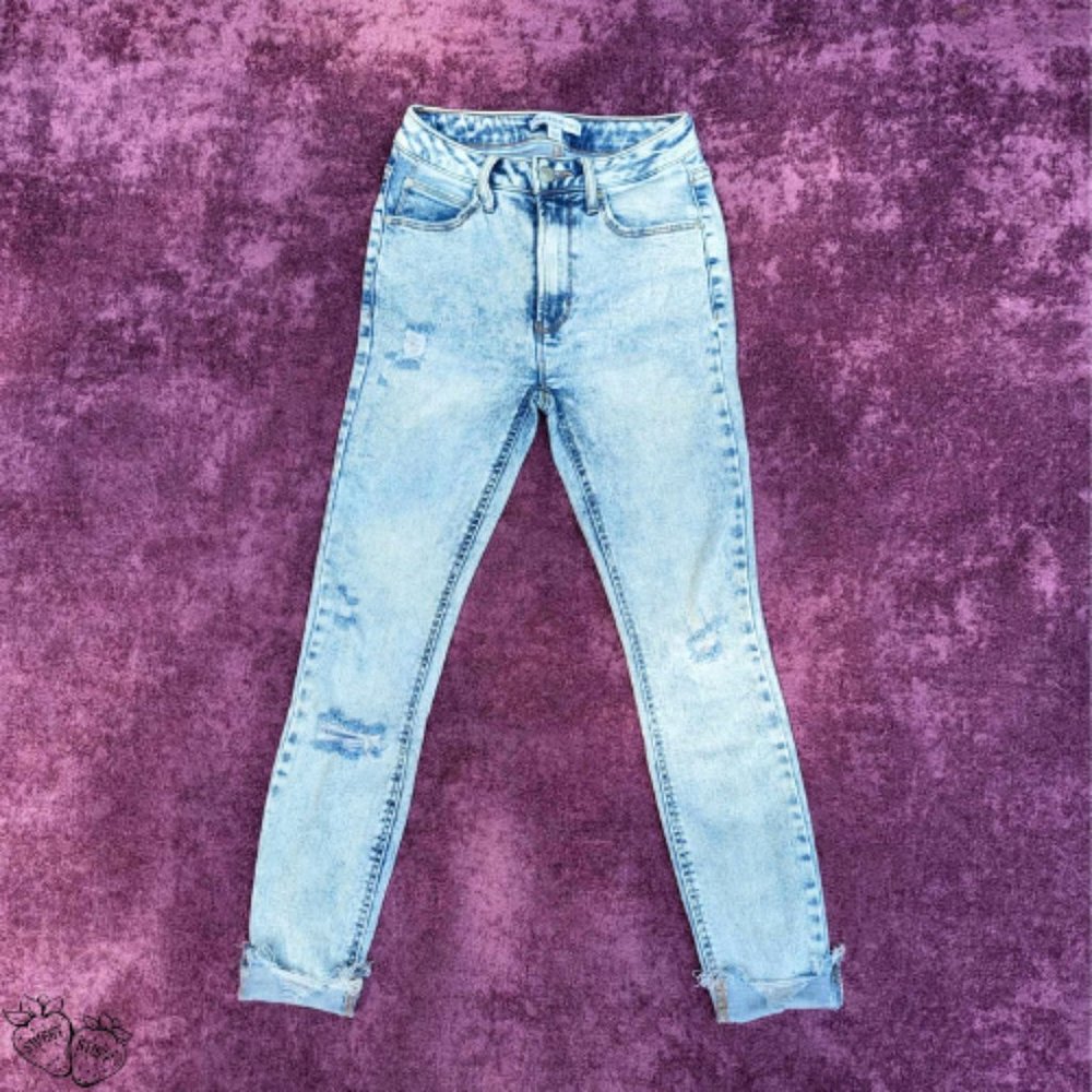 Skinny Stone Washed Denim Pants ~